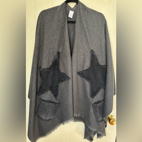 Liz Claiborne Sweaters - ONE-OF-A-KIND UPCYCLED GRAY SHAWL / CAPE